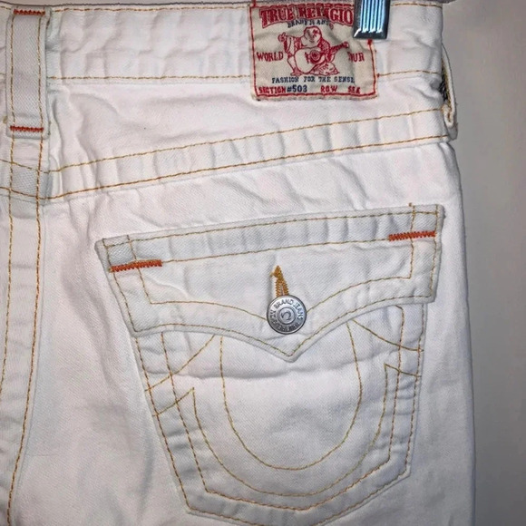 True Religion White Low Rise  Flare Distressed Jeans Y2K 30 - Picture 11 of 15